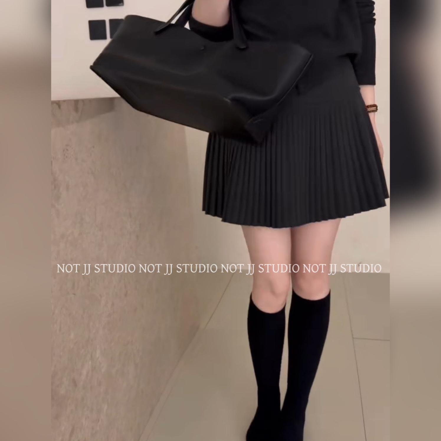 不是JIANJIAN【百褶之选】高级感时尚气质风琴毛呢西装百褶半身裙