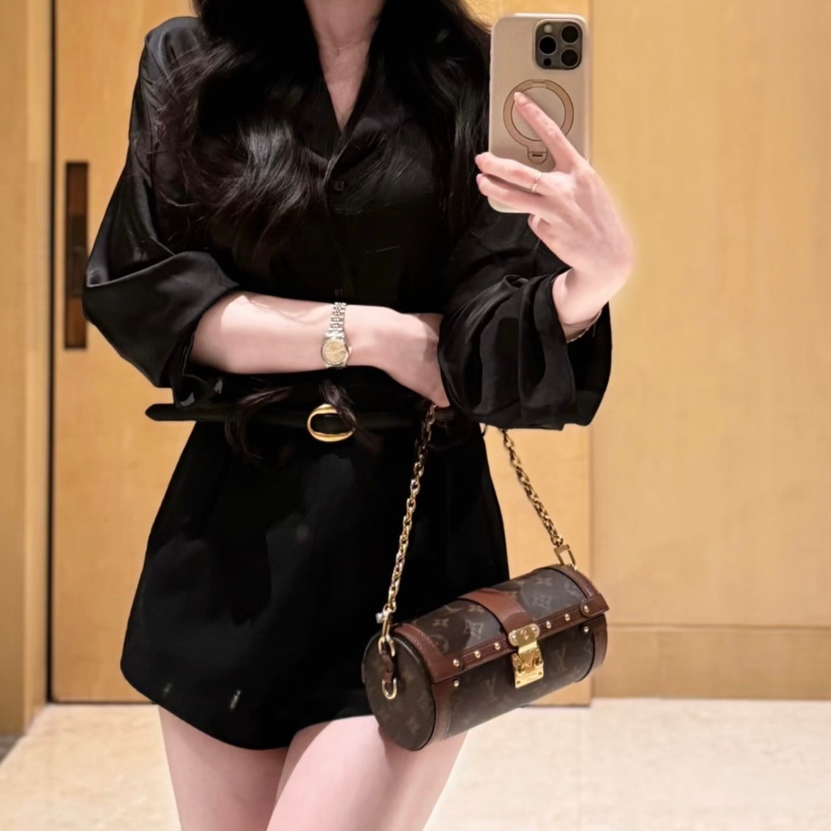 99新 LouisVuitton/路易威登 LV  焦糖拼色老花巴比龙 腋下斜挎包