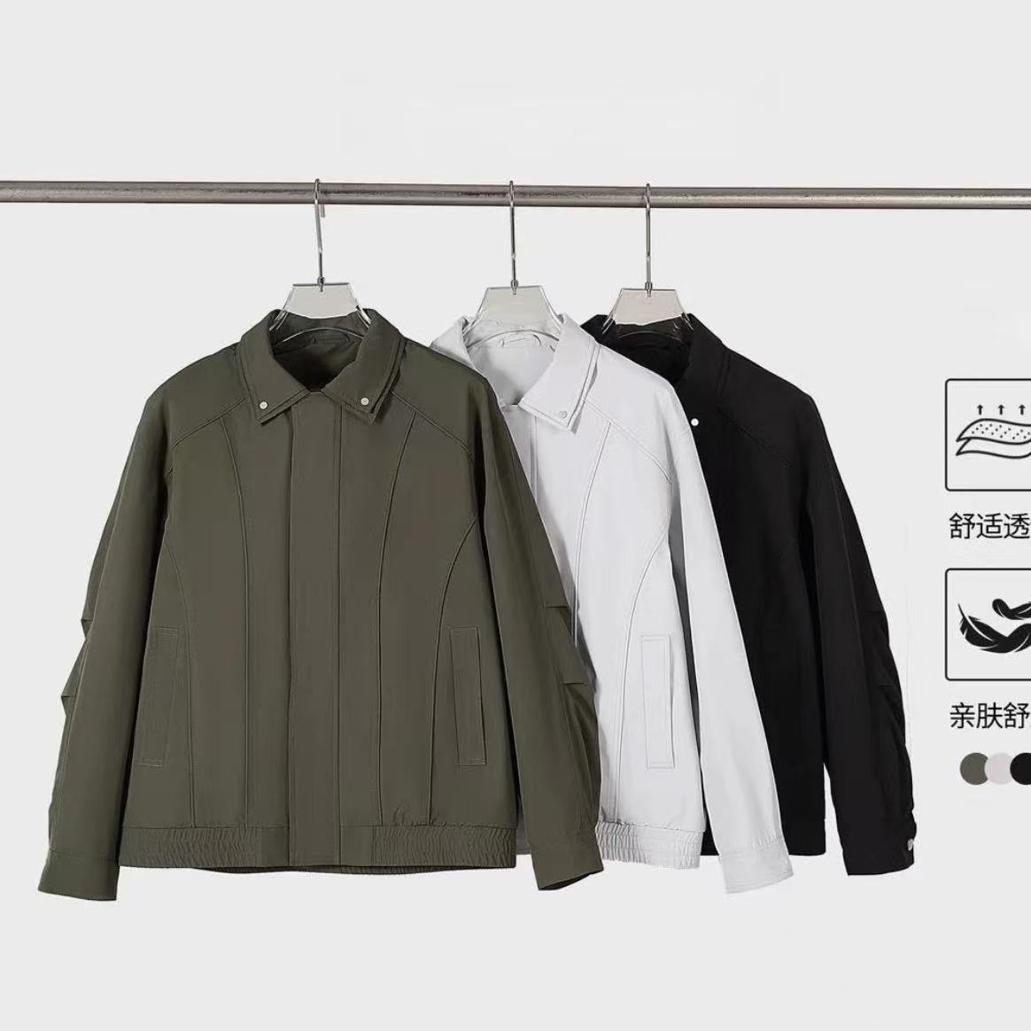高端时尚定制秋季通勤休闲夹克简约翻领外套-6056