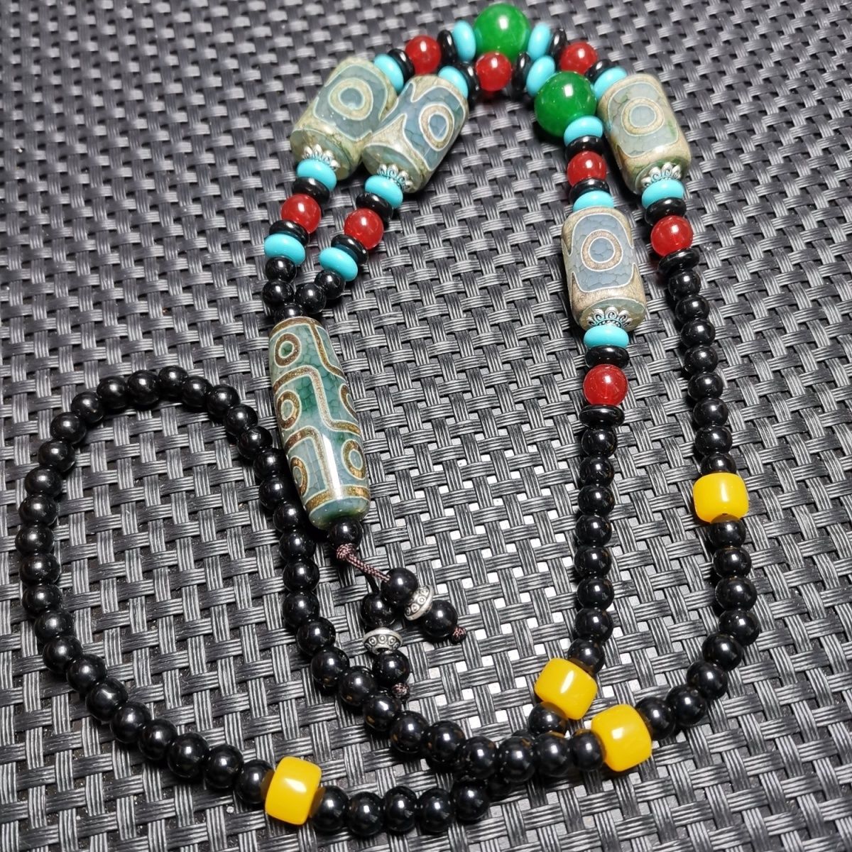 非金属树脂吊坠 藏传绿九眼脖挂吊坠饰品【1592】