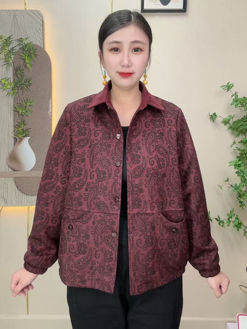 中老年妈妈春秋装洋气减龄显瘦休闲宽松百搭中老年女装长袖外套