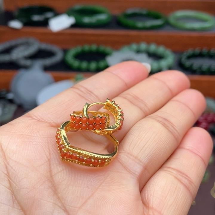 南红玛瑙套装银S925镶嵌