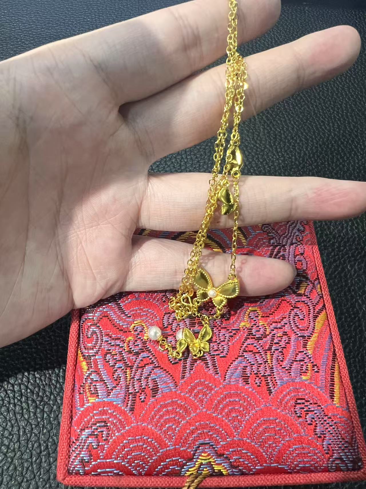 金喜严选999--蝴蝶流苏珠珠套链D13ZW