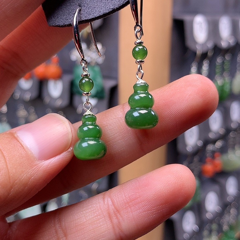 【闪购商品】和田玉耳饰银S925镶嵌