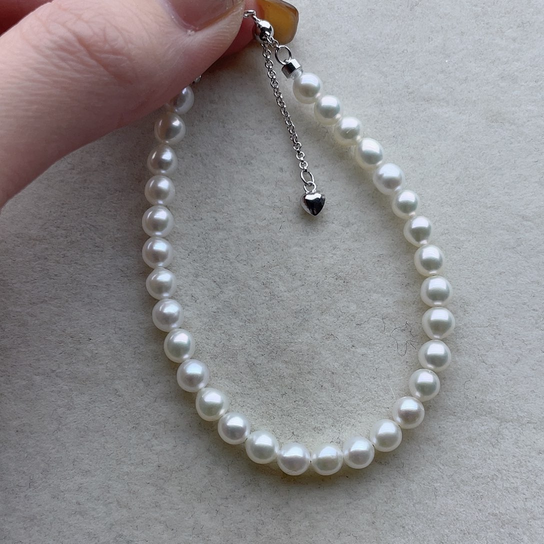 银S925镶嵌手链24淡水珍珠