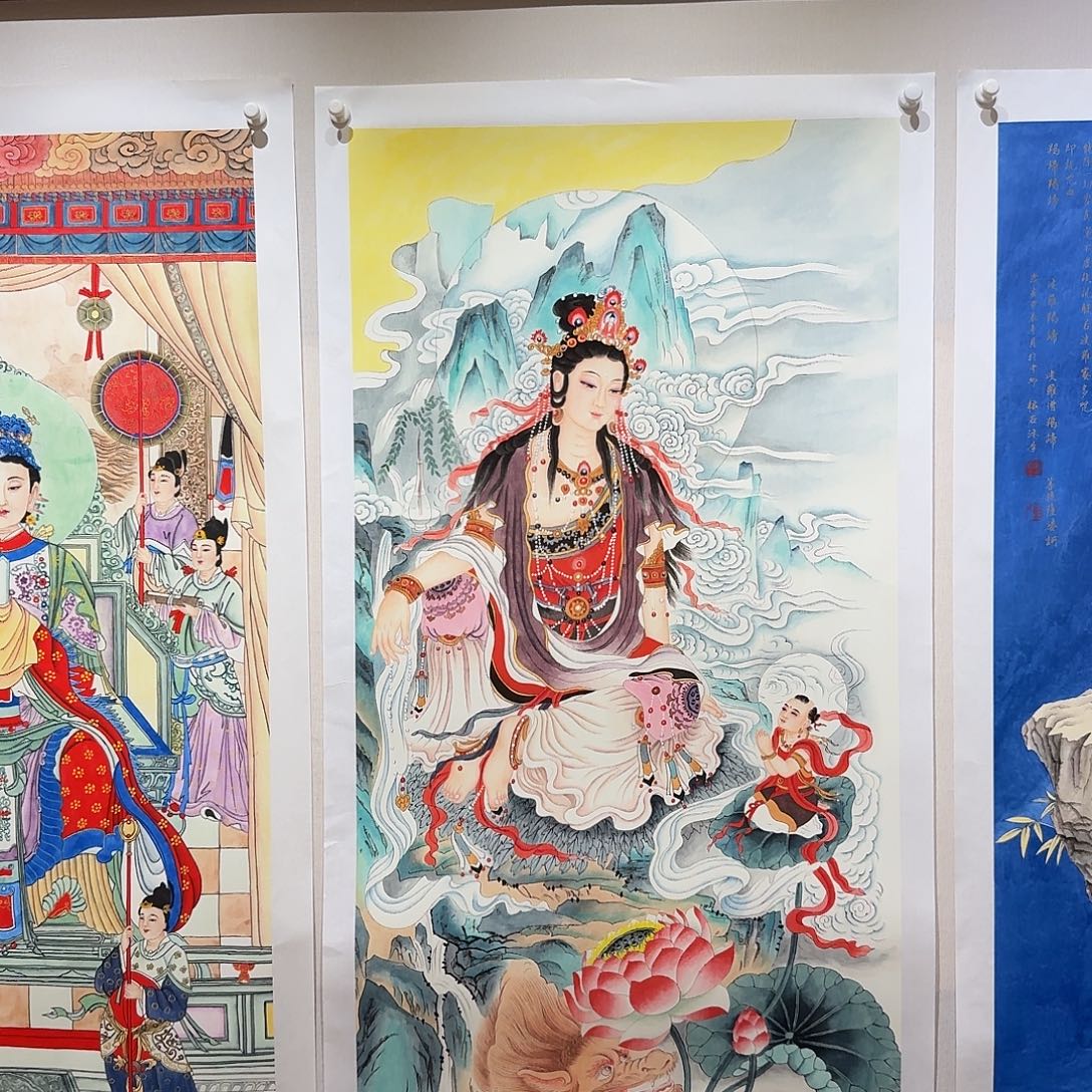 向***淑国画观自在一副作品