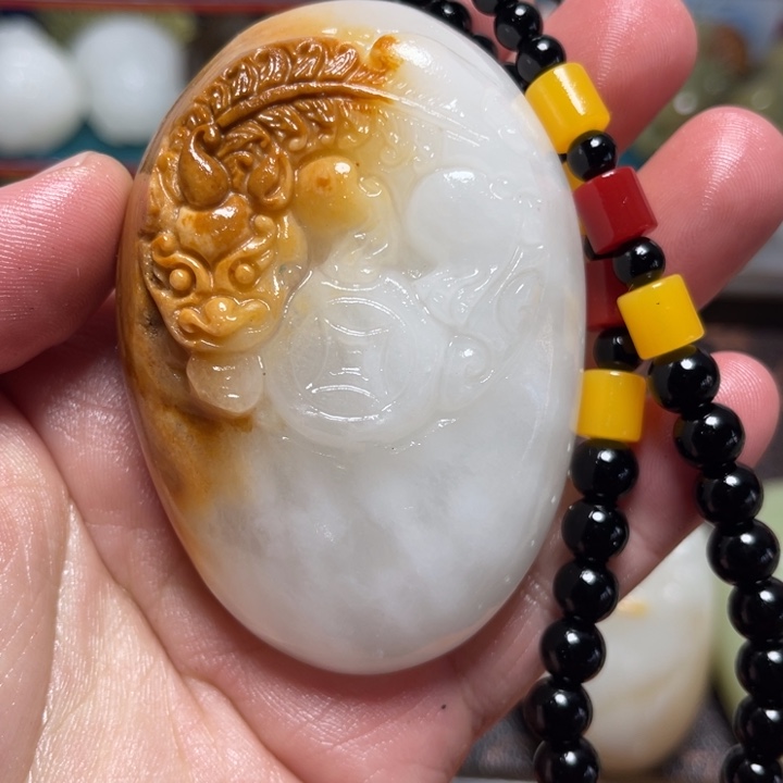 杰***力石材天然方解石手把件不退换