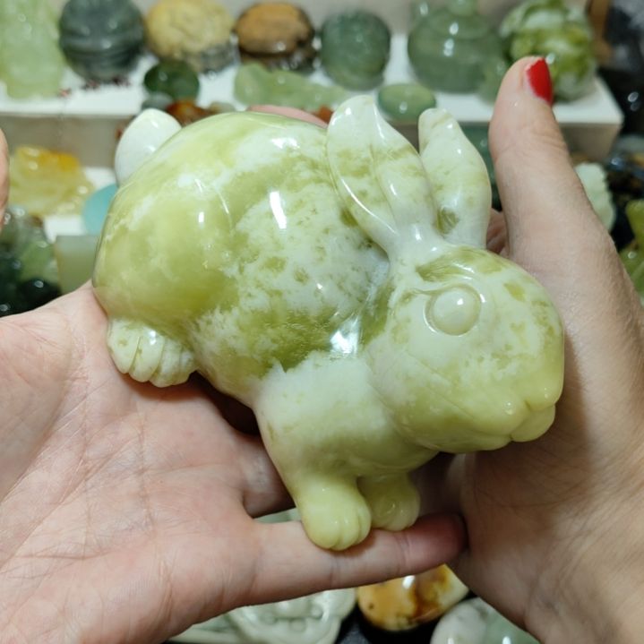 岫玉兔子款式手把件款式未镶嵌
