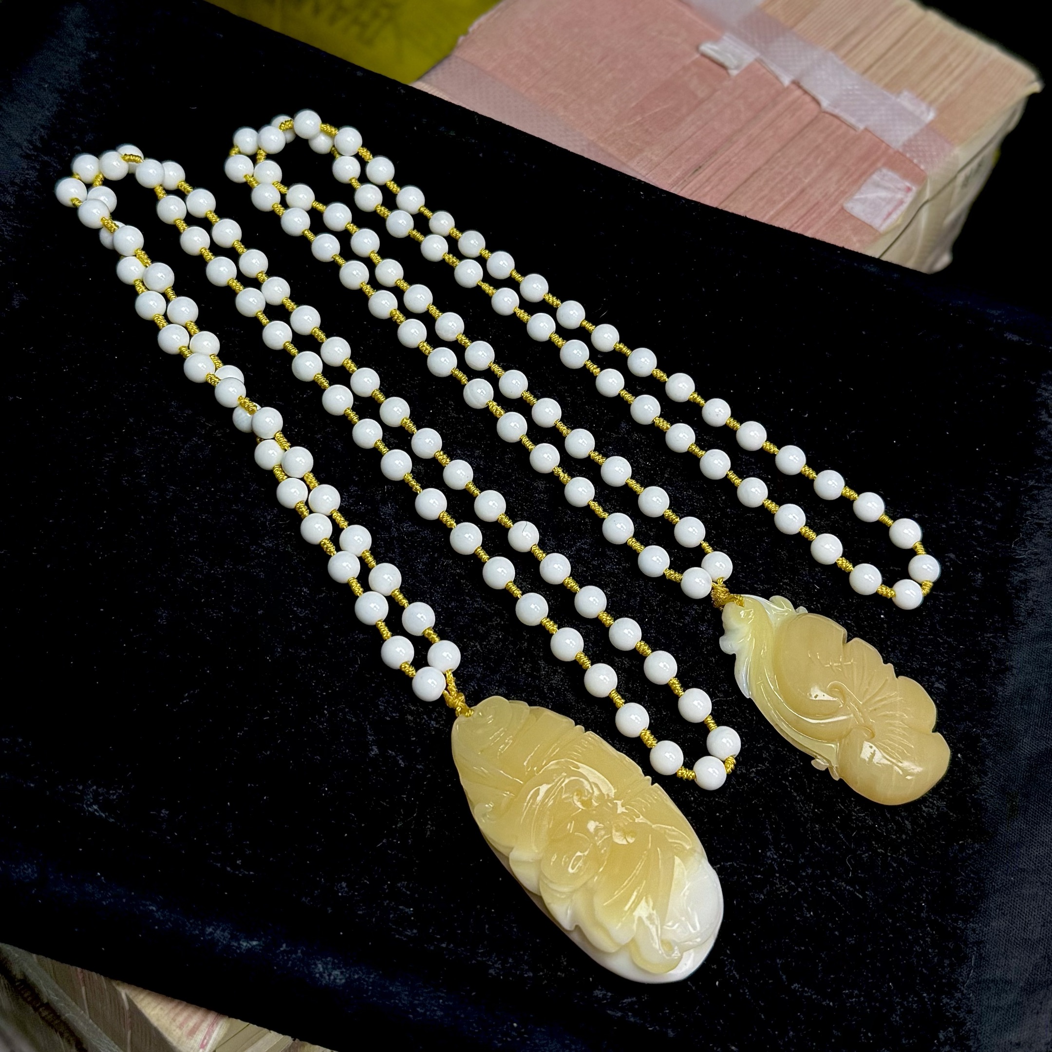 【AT】砗砗玉化金白料DIY项链-约6mm（多样性发其一）