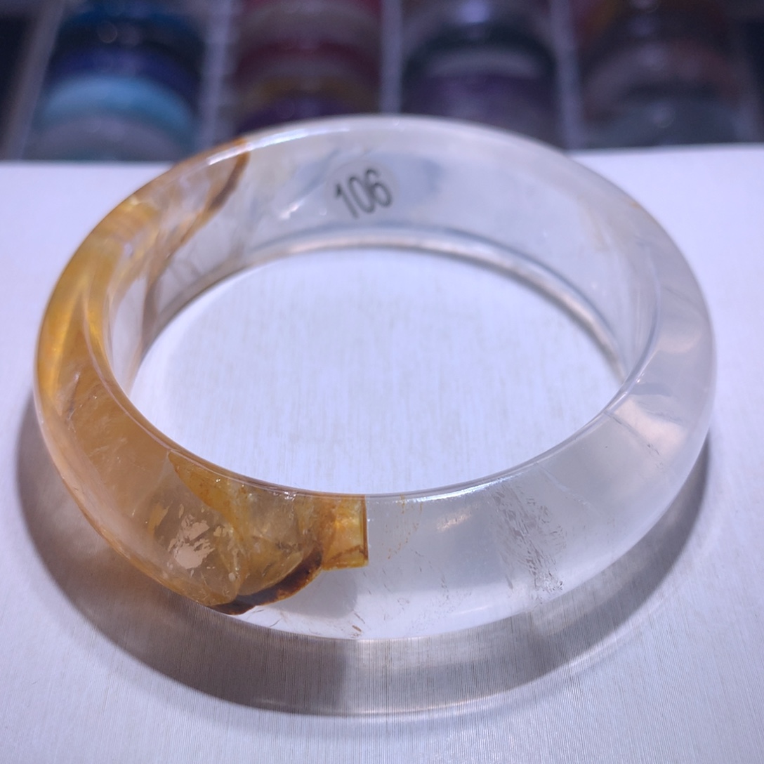 银S925镶嵌手镯水晶黄胶花658圈106