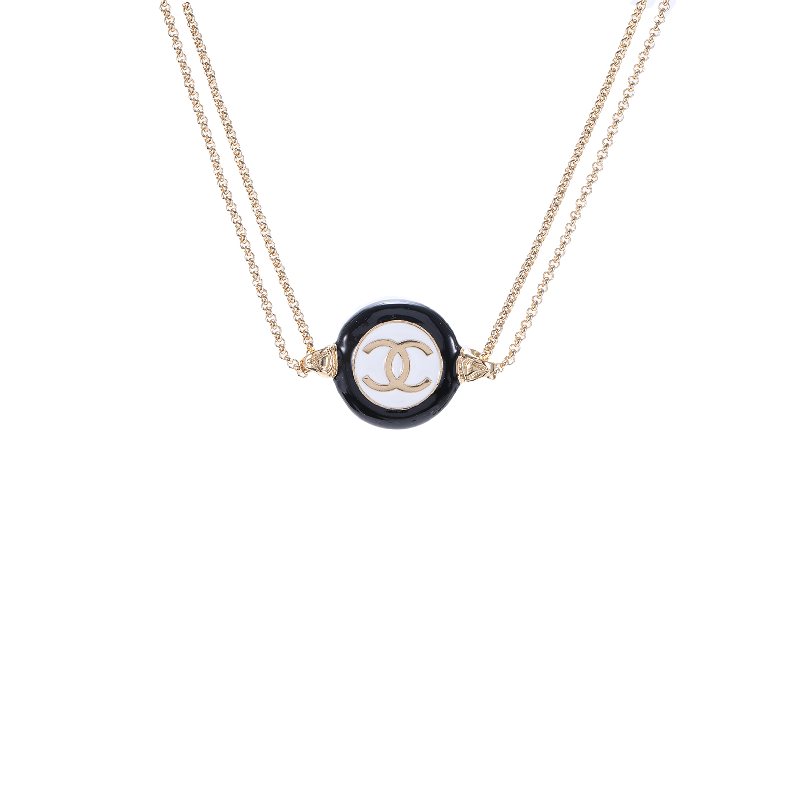 全新未使用 Chanel/香奈儿 【小花念念】24P 双C黑边金币 颈链