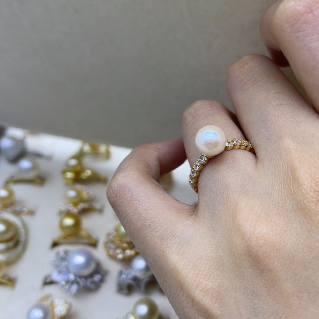 海水珍珠银S925镶嵌戒指