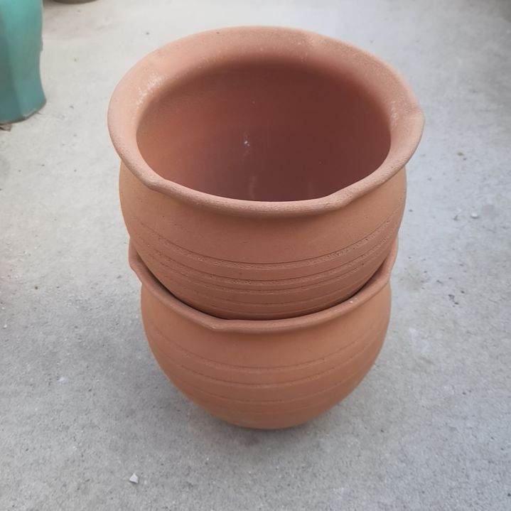 红陶口20高18两个盆