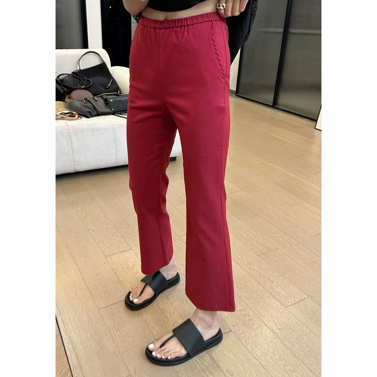 小静静一会【小红裤】2025夏款高腰百搭微喇九分裤 2505C2911