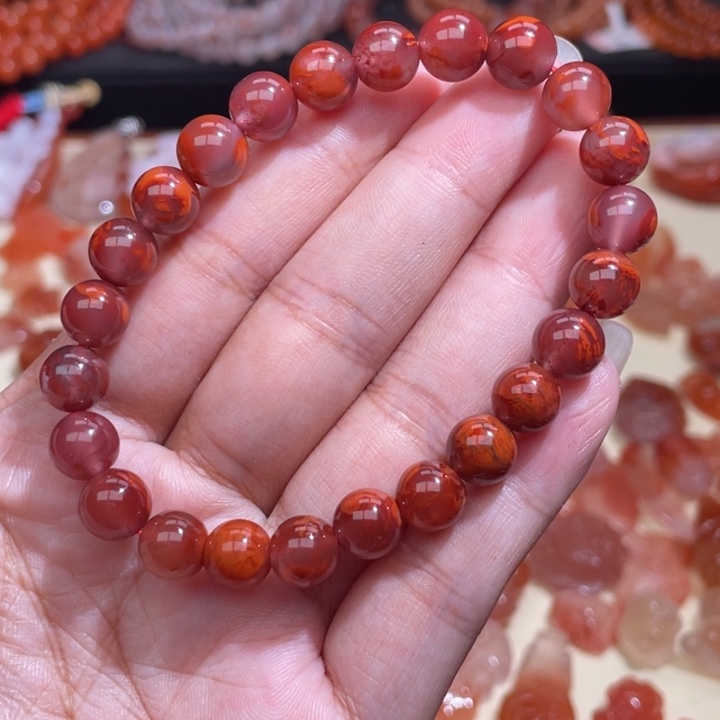 南红玛瑙火焰纹单圈8m+未镶嵌1030