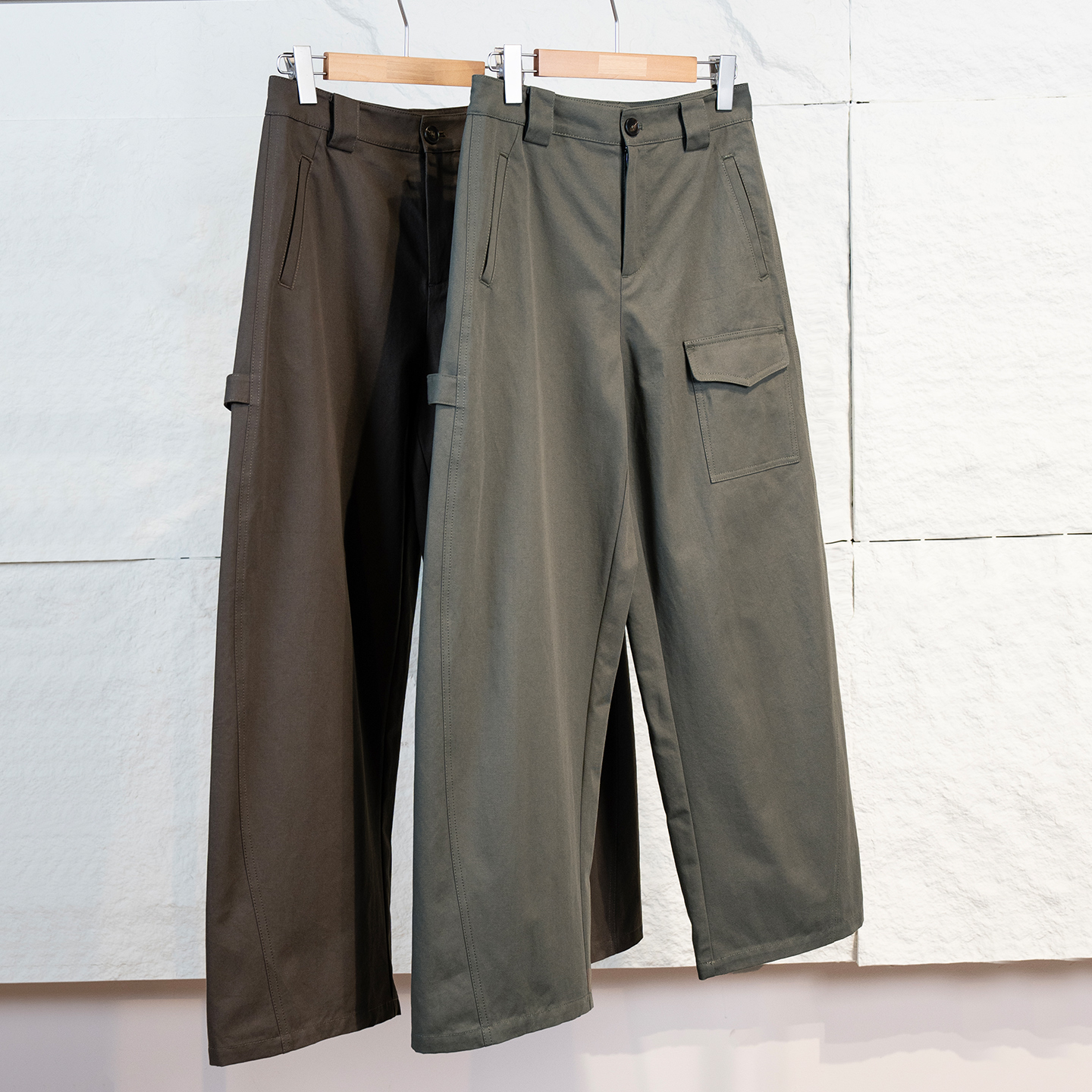 m*0&c0【深圳工厂直发】秋新品棉阿苏特染工装弯刀长裤 WG72FP0139