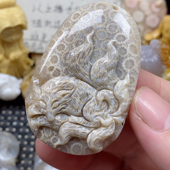 颈饰未镶嵌硅化珊瑚（珊瑚玉）有瑕