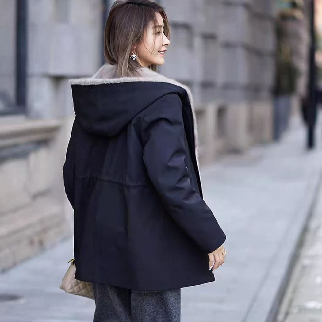 加绒派克服女短款外套连帽宽松棉衣尼克服显瘦休闲百搭时尚棉服冬