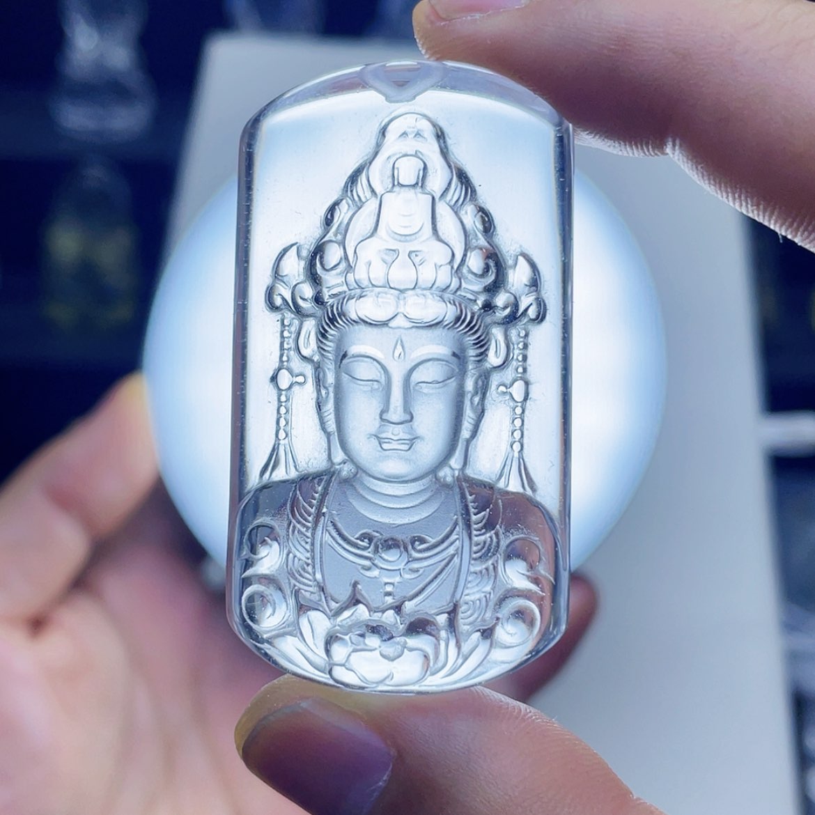 【闪购商品】水晶颈饰未镶嵌白水晶精雕观音吊坠