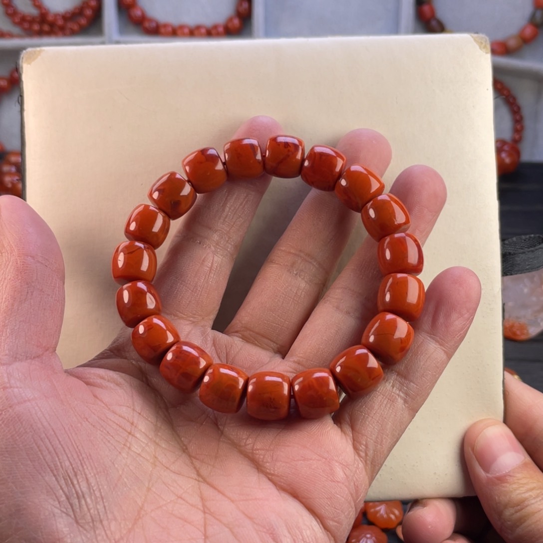 南红玛瑙珠宝奇石未镶嵌手串尺寸11.8mm左右