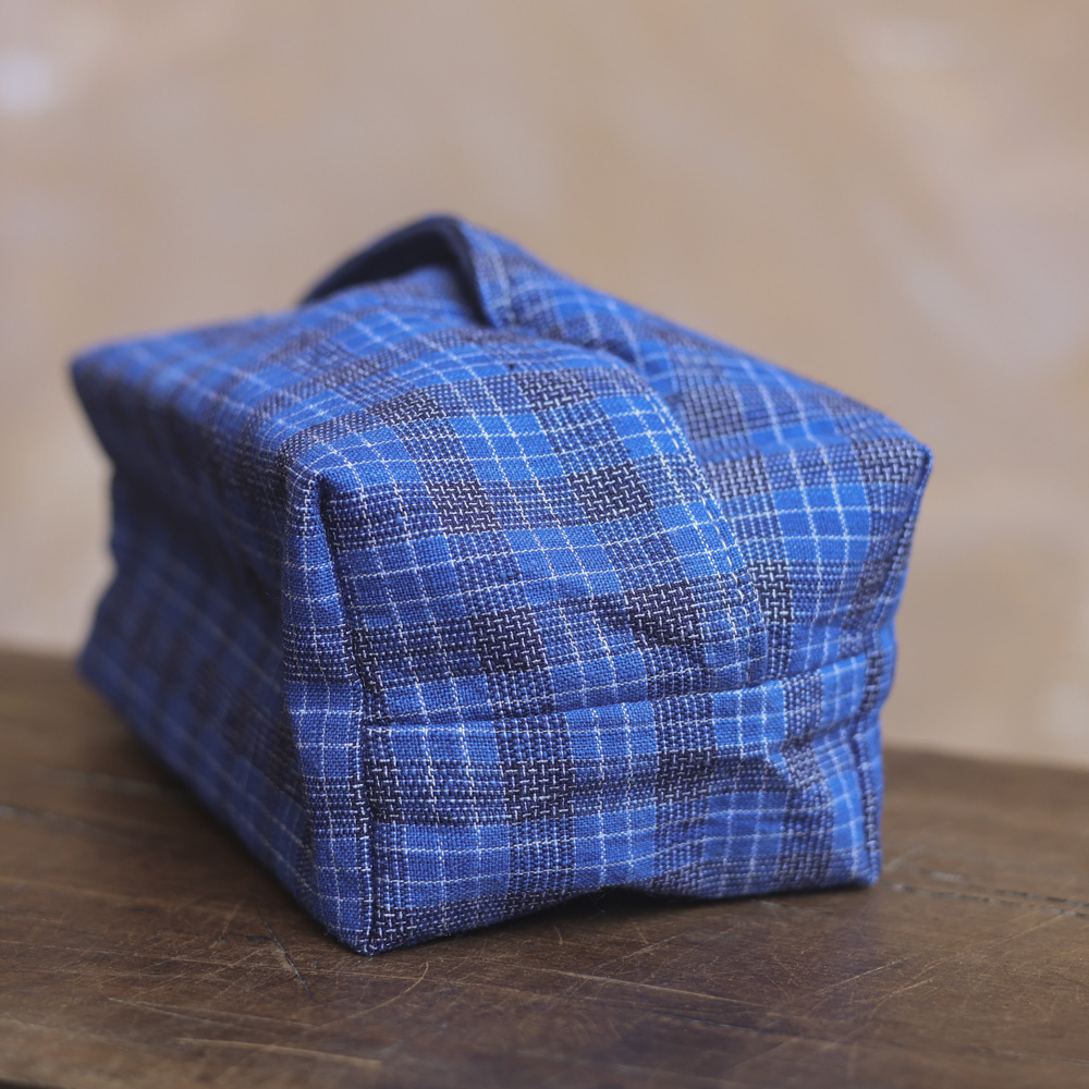 【老王】<老布>蓝格子抽纸袋-慢蓝