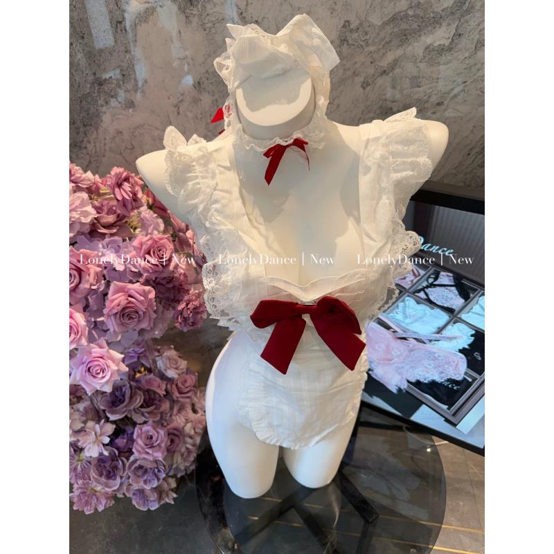 情人节系列【请吩咐吧！】性感纯欲c厨娘可爱背心围裙蕾丝蝴蝶结吊带