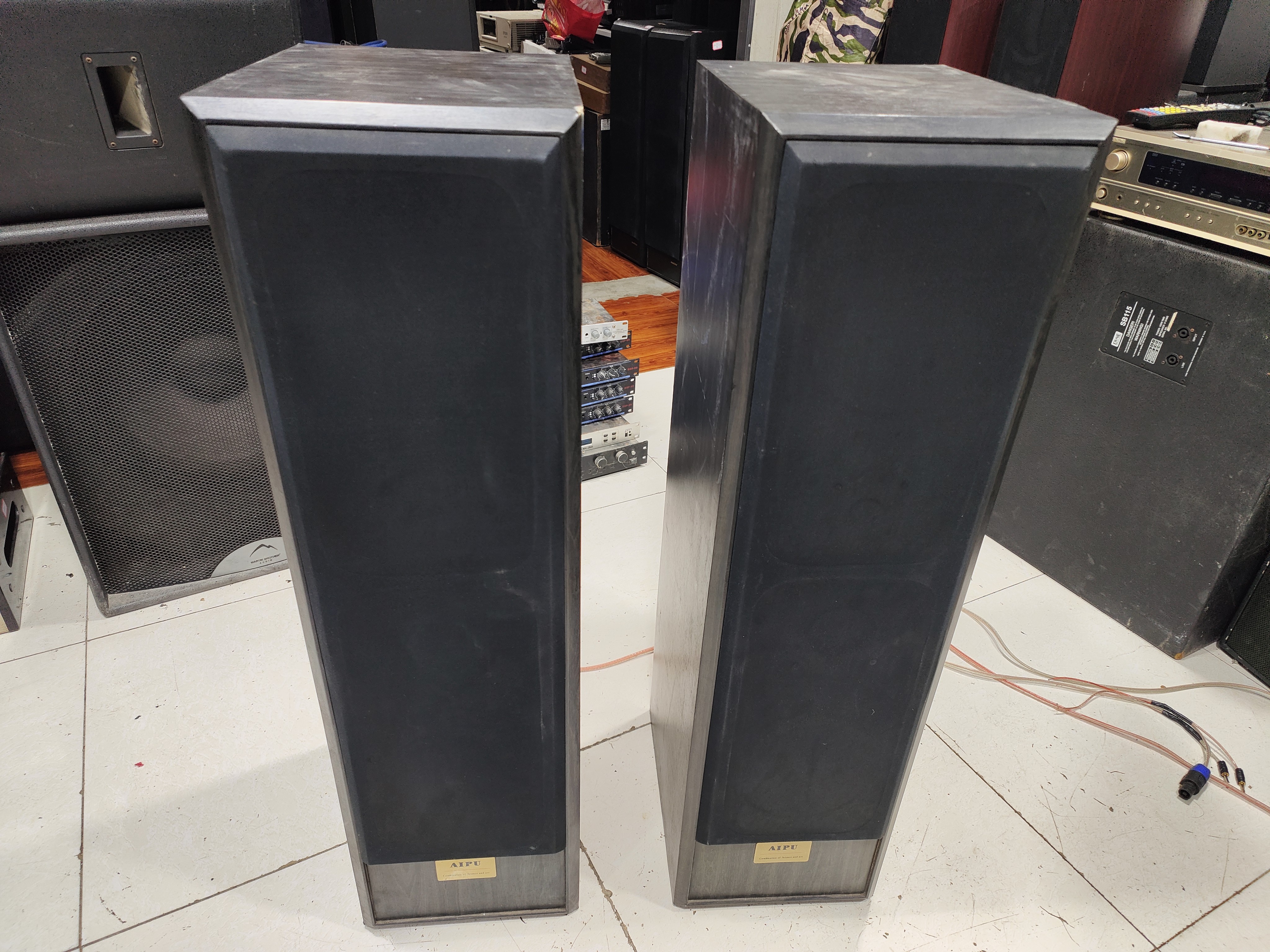 9新  二手  AIPU双八寸落地箱，成色如图（出声，不带线材)