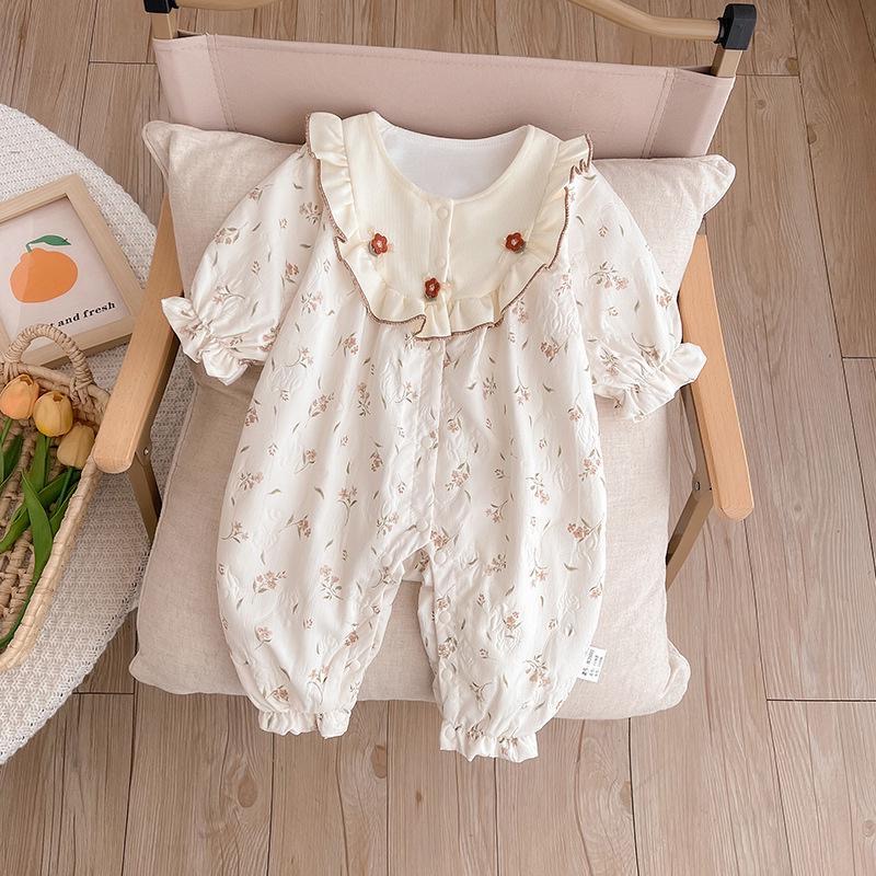 婴儿春装衣服超萌连体哈衣碎花婴幼儿女宝宝公主洋气春秋季哈衣