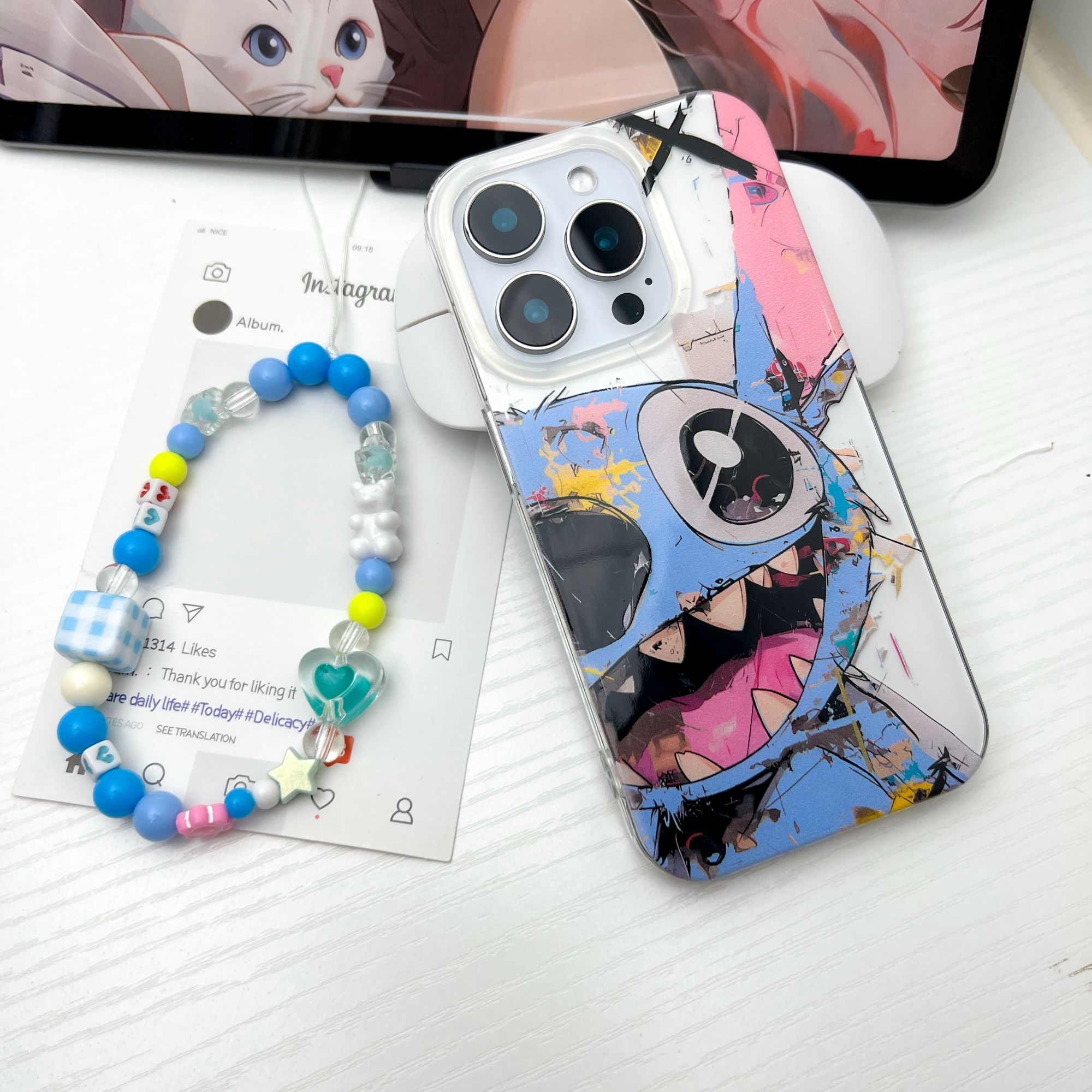 IMD手机壳卡通半脸史迪仔适用苹果16iPhone15华为小米oppovivo