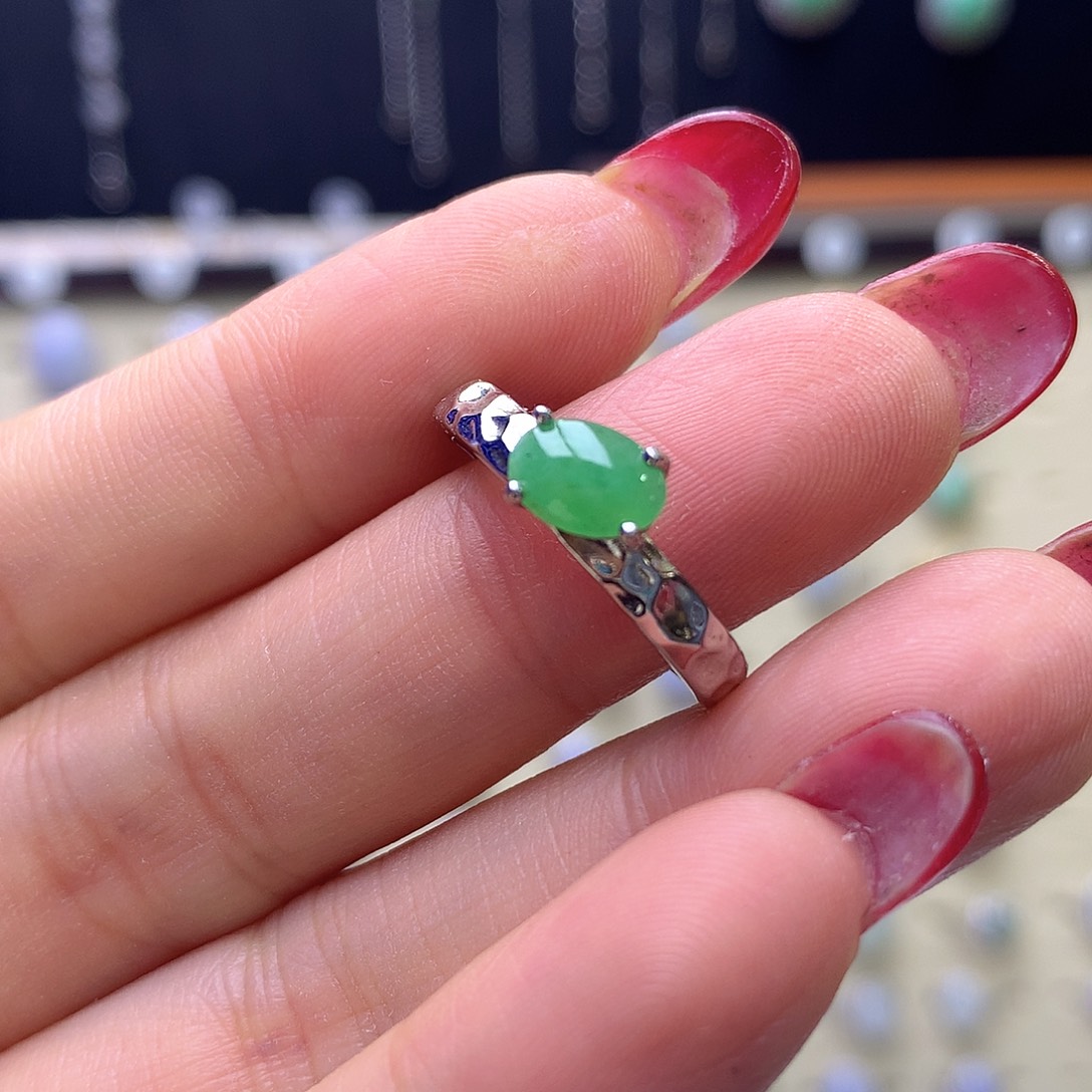 翡翠银S925镶嵌戒指