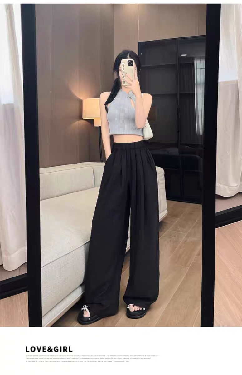 玲玲服饰【196】抽绳休闲阔腿裤