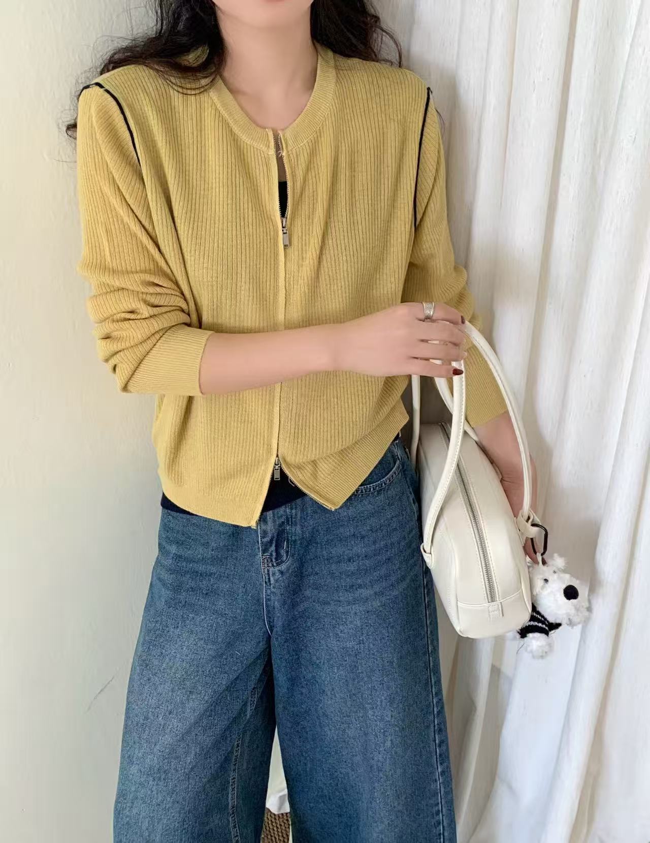 【线条勾勒】极简风假两件针织设计感气质经典百搭纯欲风