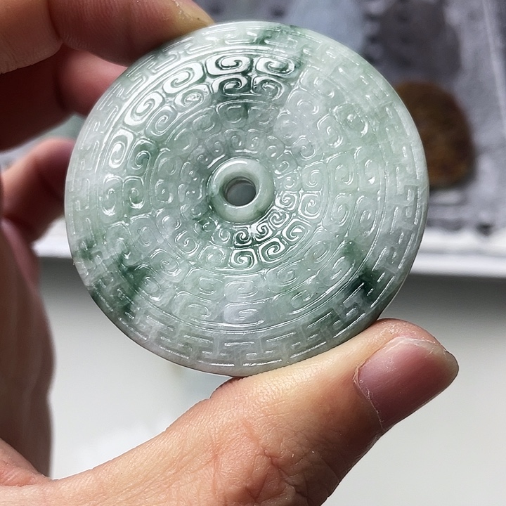 翡翠未镶嵌颈饰缅甸翡翠飘花平安扣