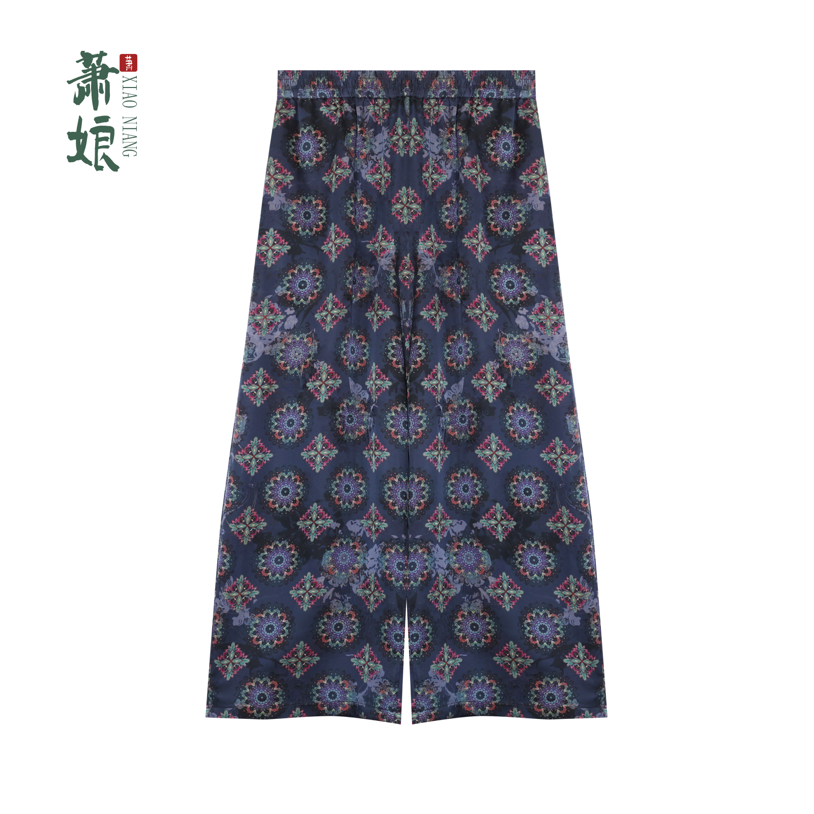 萧娘【芊羽】提花红云纱直筒裤新中式宽松桑蚕丝奶奶裤国风女裤5118