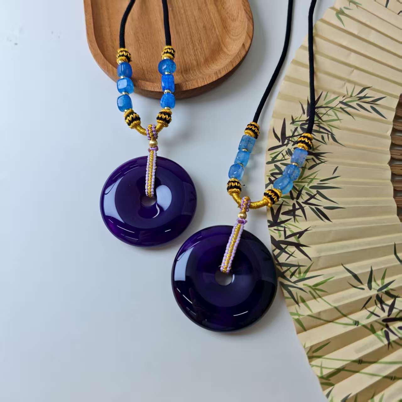 全玉化皇家紫平安扣吊坠-多样性发其一-y1804