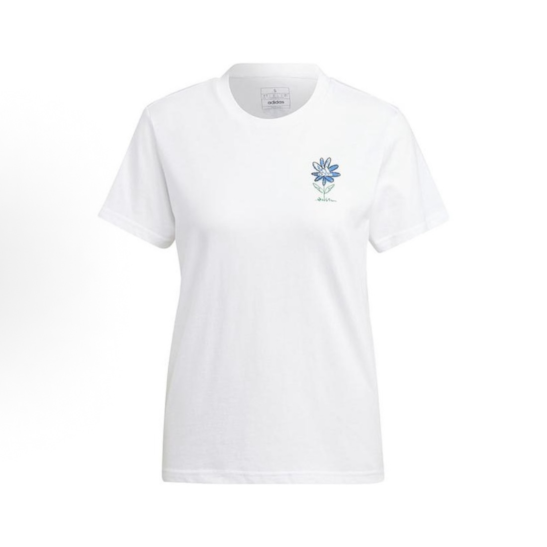 adidas  纯色圆领套头运动型格系列短袖 T恤 女款 白色IB4875