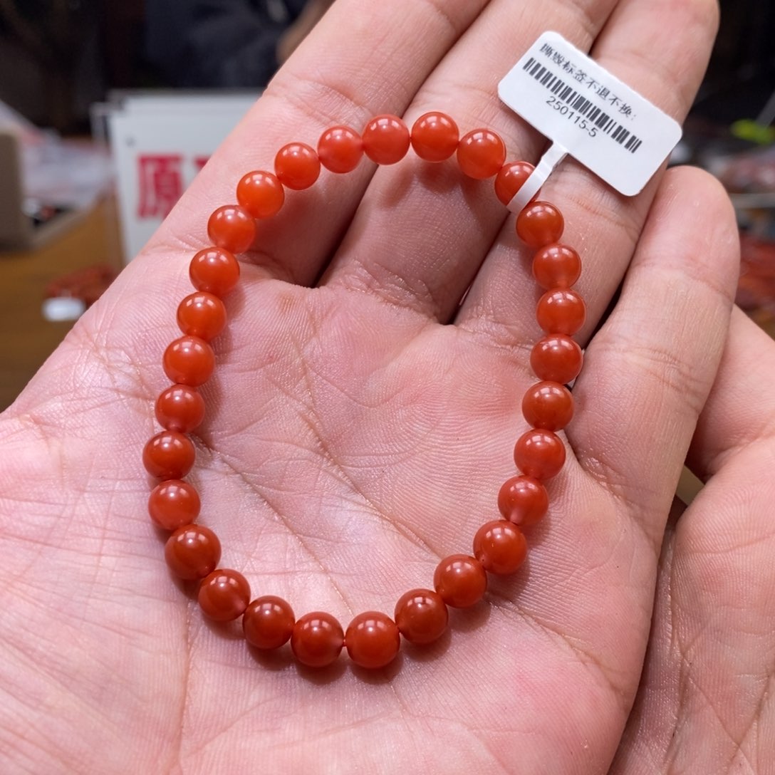南红玛瑙单圈未镶嵌6mm➕洞子料柿子锦
