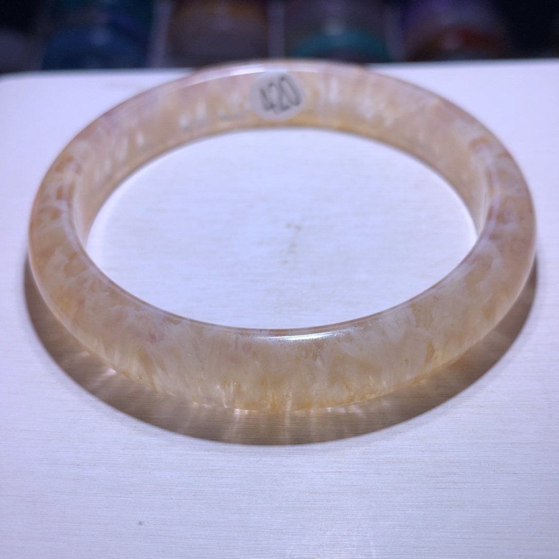 银S925镶嵌手镯水晶蜂蜜奶盖60.4圈420