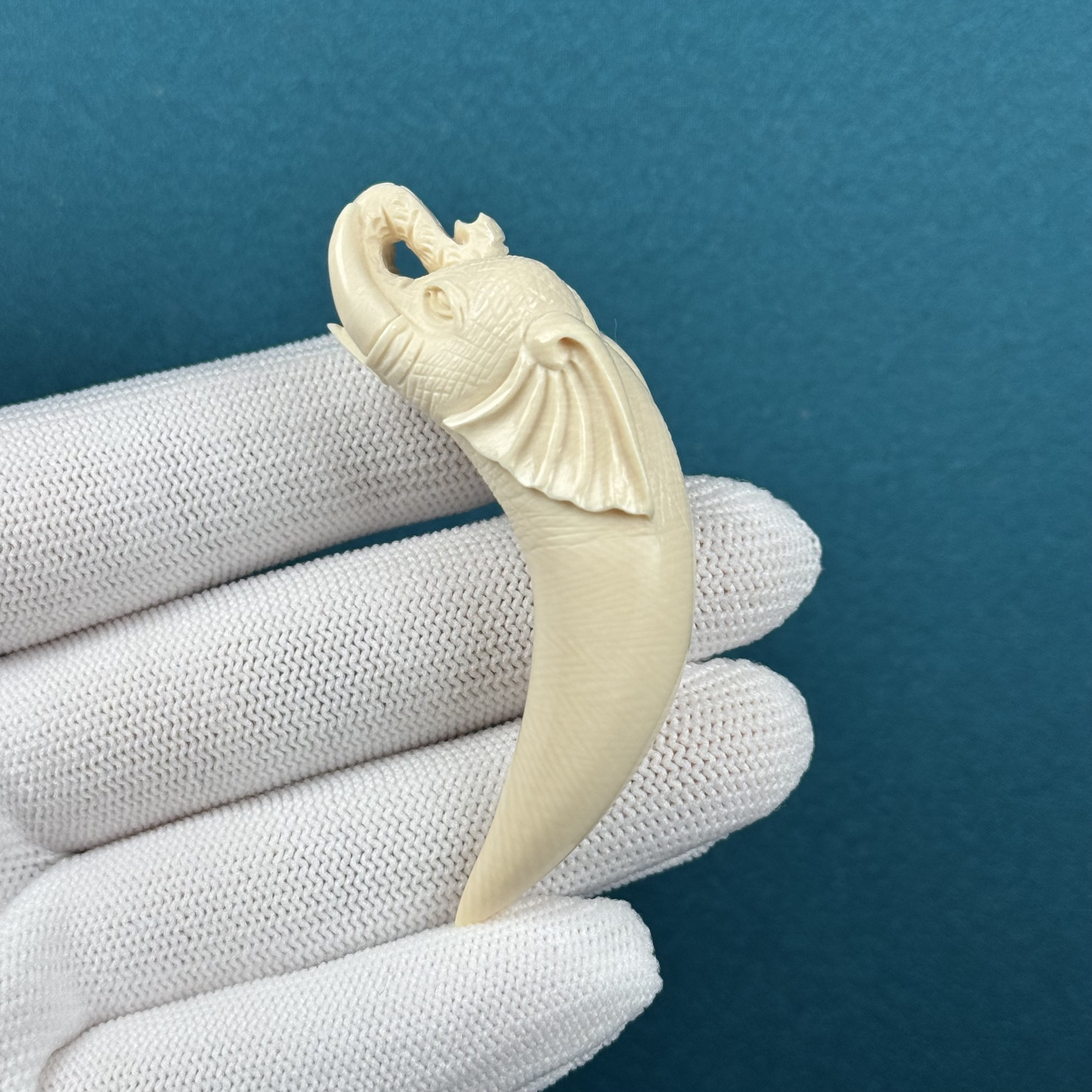 H24-99天然猛犸牙 雕刻象神牙尖 18.8*62.8mm支持复检假一罚十