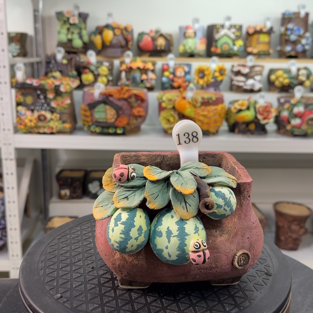 本默花器麦饭石手捏花盆