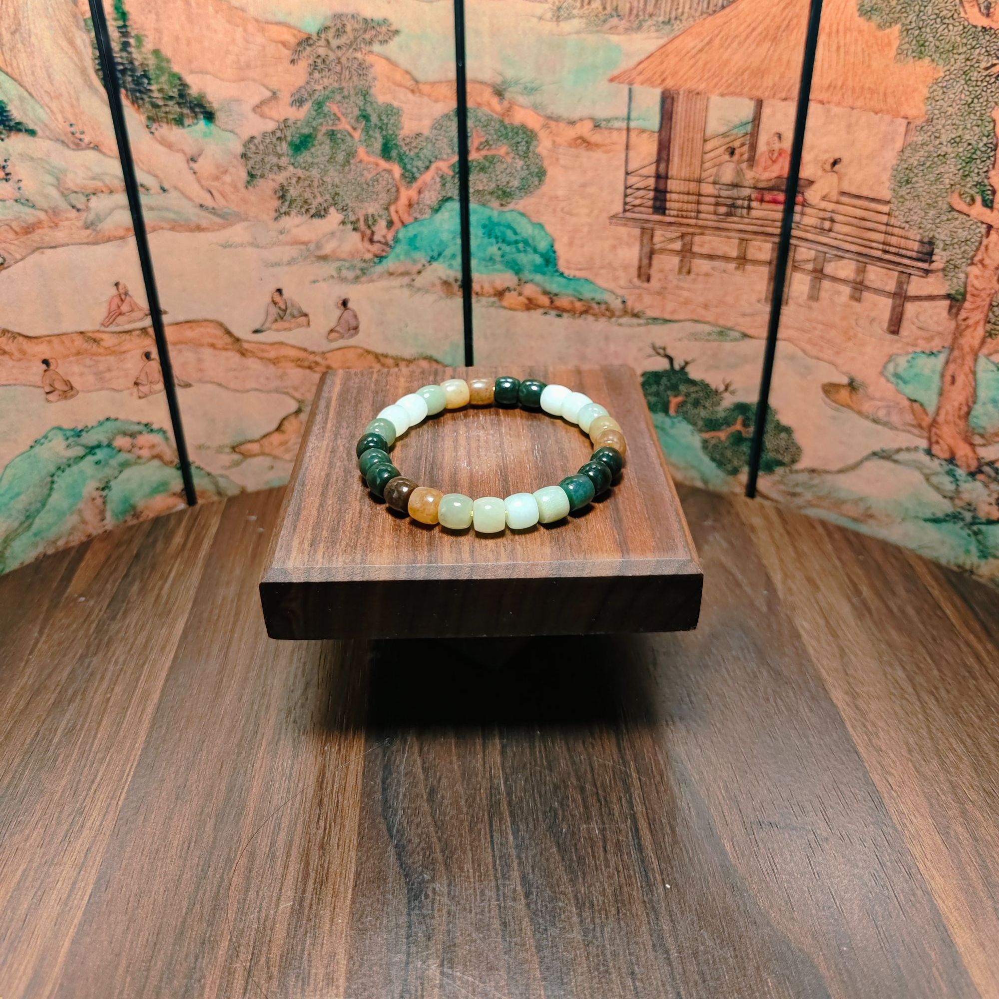 N和田玉多宝桶珠手串（卡8）0394