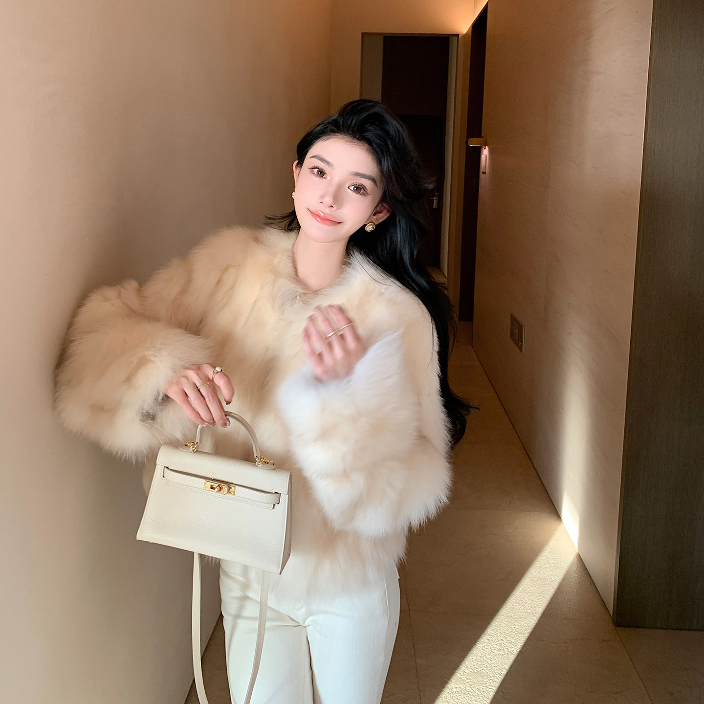 Lilylikes“赫拉月光”芬兰狐狸毛 丰盈蓬松千金氛围外套