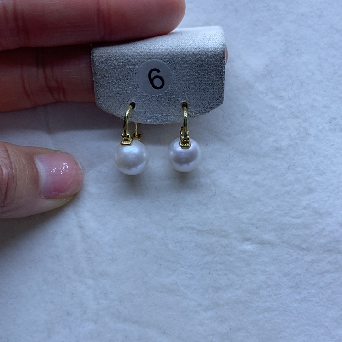 淡水珍珠耳饰银S925镶嵌6