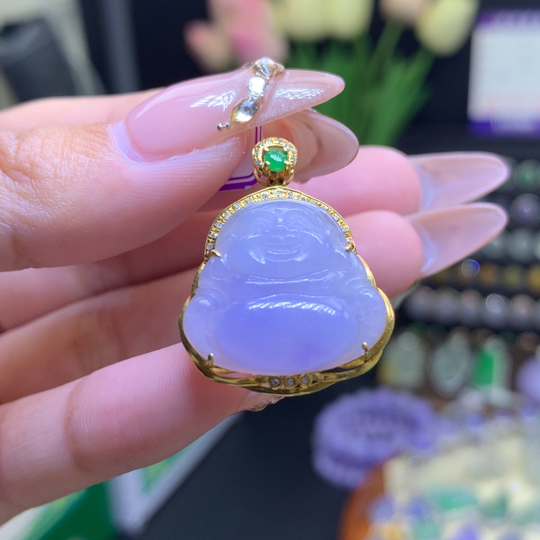 翡翠颈饰18K金镶嵌天然