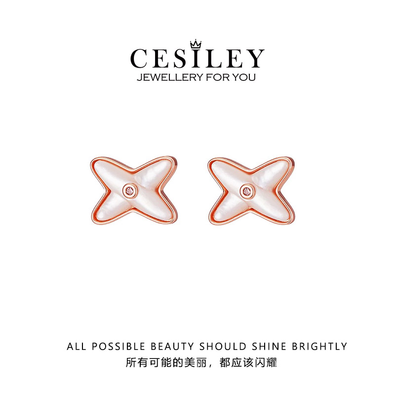 铜合金耳饰 法式交叉极简耳钉DTA1045