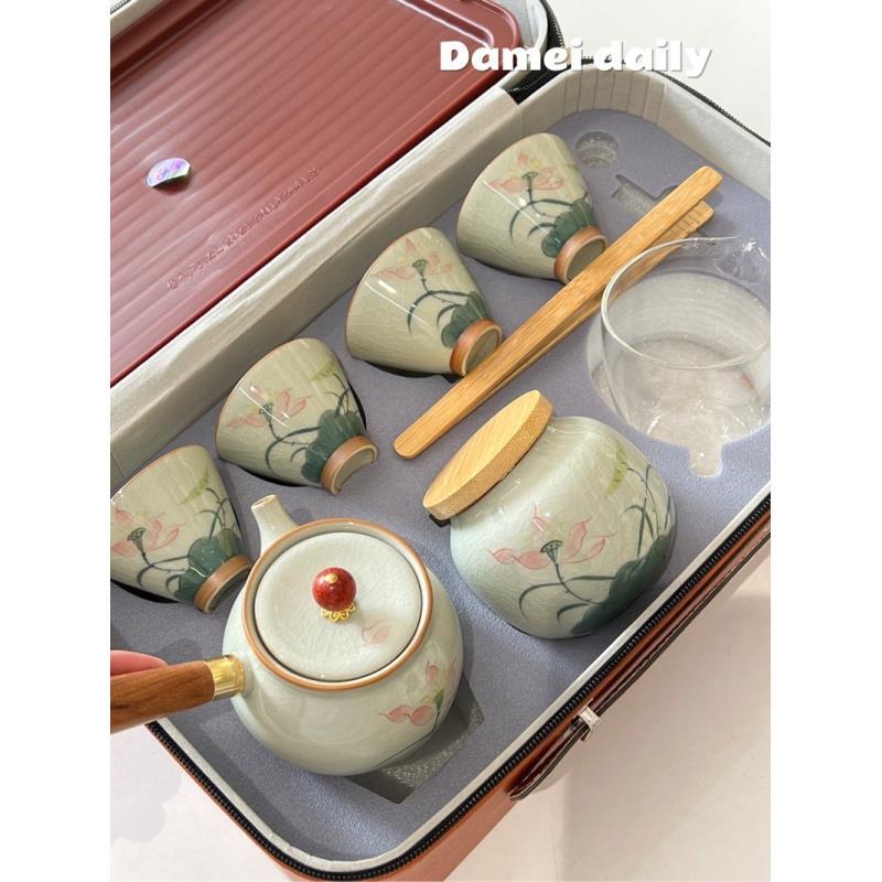 大美陶瓷爱莲茶具礼盒