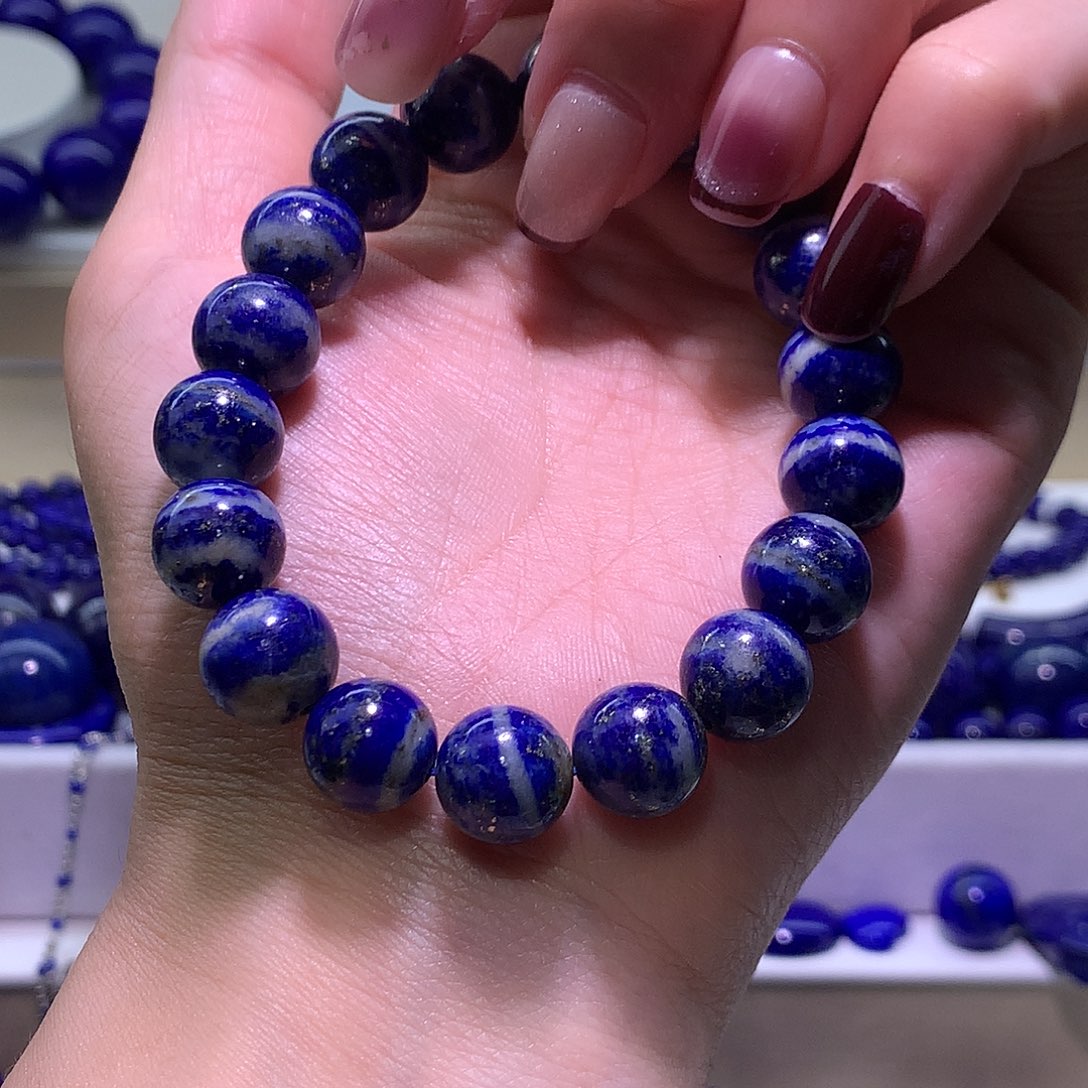 青金石未镶嵌天然原矿青花瓷手串11m +