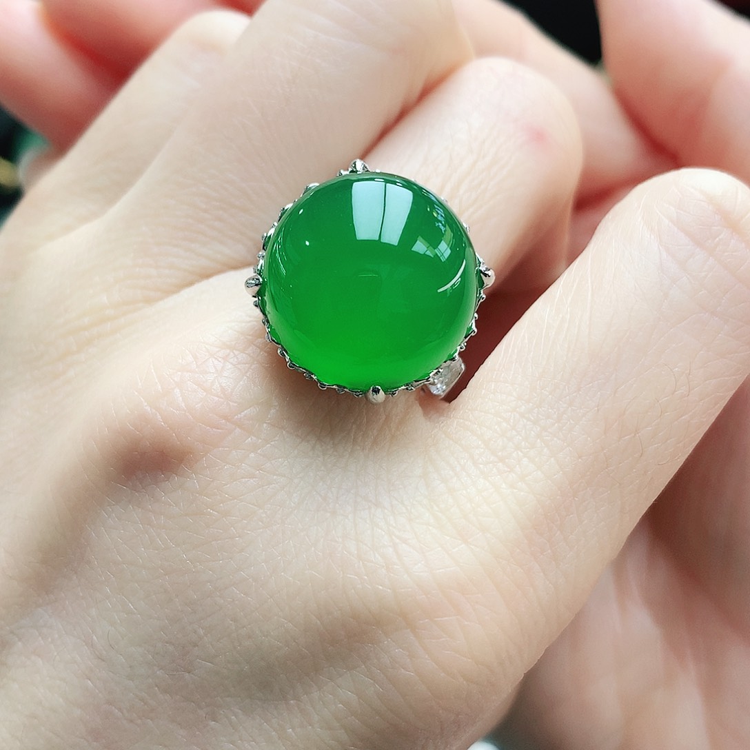 玛瑙/玉髓戒指银S925镶嵌