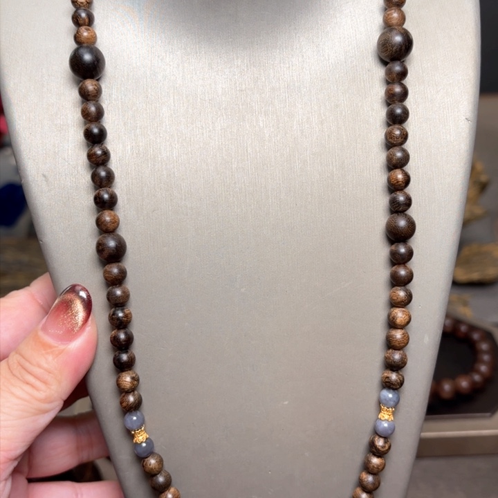 沉香手串越南芽庄紫棋楠瘤疤06➕白棋瘤疤配饰