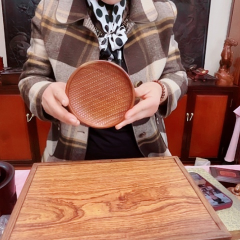 木花梨木编织款点心盘